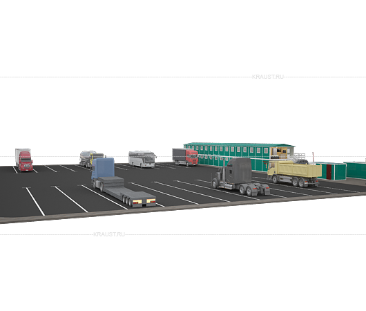 3D-модель придорожного отеля с парковкой для длинномеров фото 3