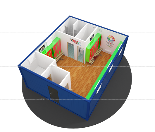 Разработка 3D модели Краус Раздевалка в американском стиле фото 2