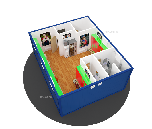Разработка 3D модели Краус Раздевалка в американском стиле фото6