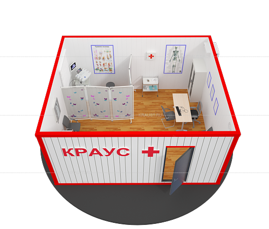 3D-модель модульного медицинского пункта из блок контейнеров