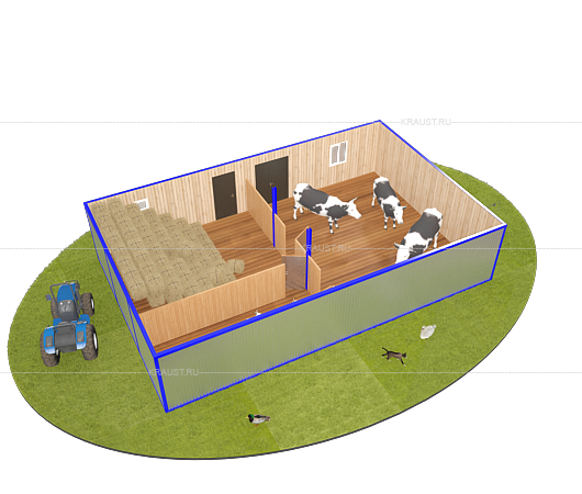 3д модель коровника краус