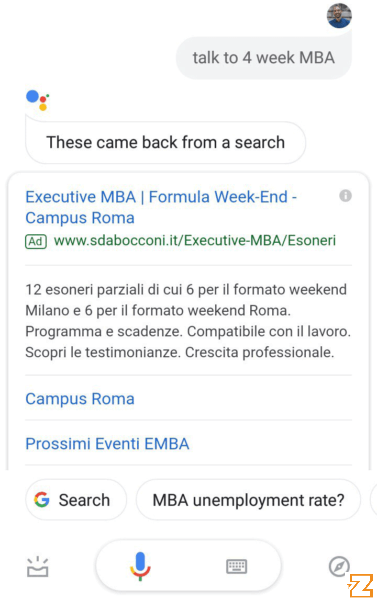 Рекламное объявление в Google Assistant