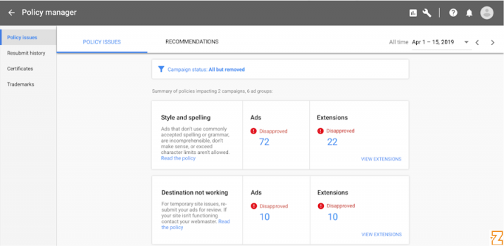 Google Ads поможет понять, почему реклама не одобрена